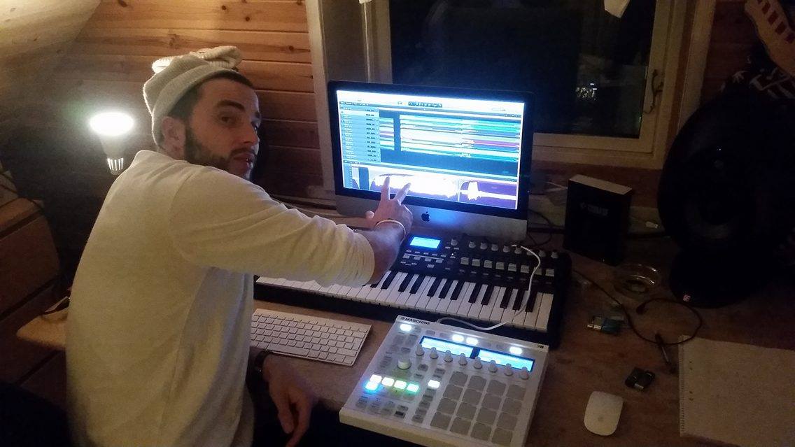 Producer Emil pointing at the session on screen