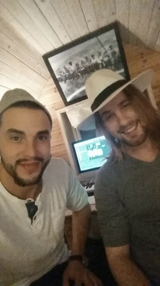 Axel and producer Emil in the studio