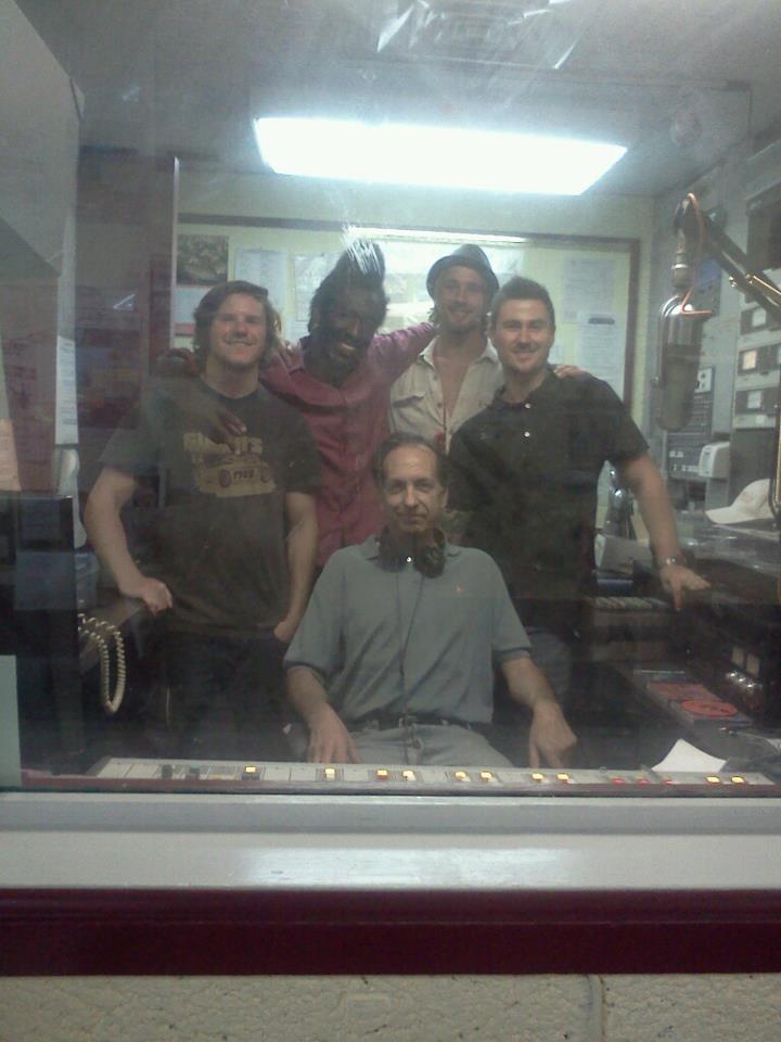 The band in a radio broadcast studio